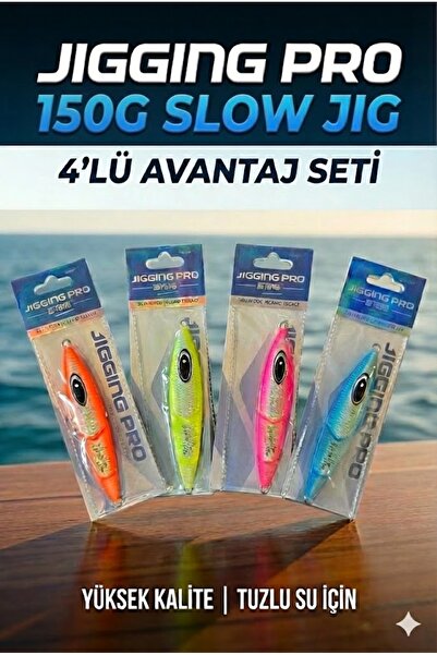 Jigging Pro 150g Slow Jig 4'lü Avantaj Seti-Tuzlu Su Profesyonel Balık Avı Ye...