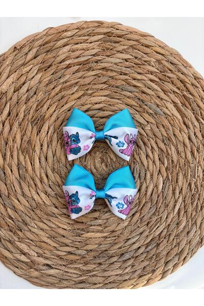 Kirpi toka مشبك شعر مزدوج للنساء/الفتيات بنمط ستيتش باللونين الأزرق والأبيض