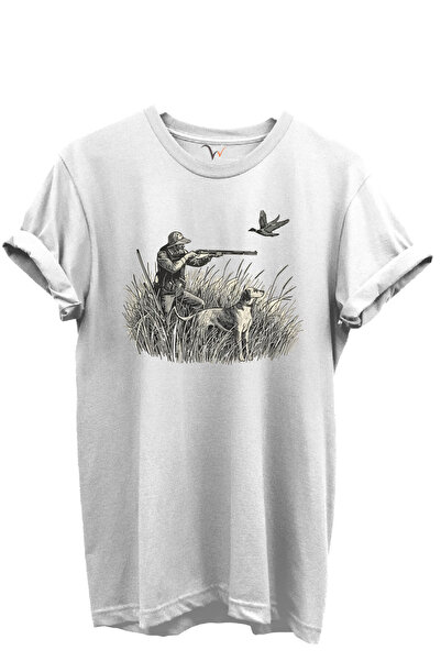 WİDİ Унисекс тениска с редовна кройка и обло деколте, с мотиви на лов, кучета...