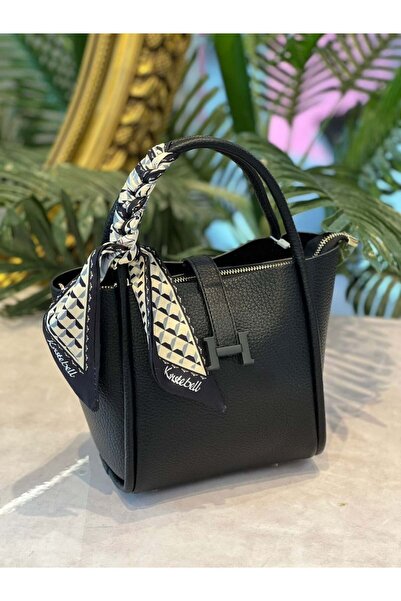 KRISTE BELL - Black Leather Bag with Fularli Detail