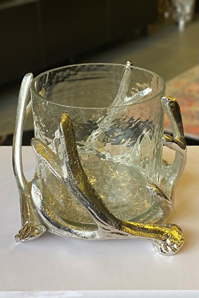 LEMİ DEKORASYON İthal Gümüş Döküm Dallı Mumluk 11 Cm