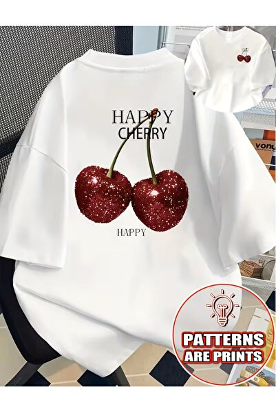 LELVANİ Tricou cu imprimeu cu model scris HAPPY CHERRY