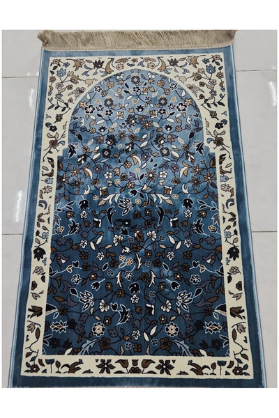 GENERAL سجادة صلاة مضادة للانزلاق بسمك 4 ملم - اسلامية مقاس 110 × 70 بتصميم اقواس محراب سجاد الروضة البولي