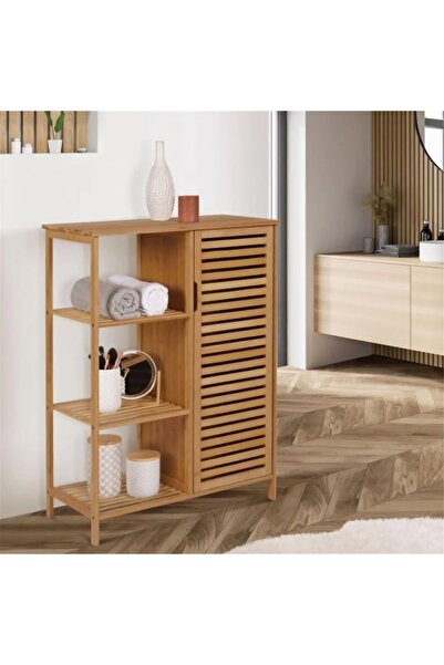 MİEN Bambu Banyo Çamaşır Dolabı & Çok Amaçlı Depolama Ünitesi | 87×66×33 cm