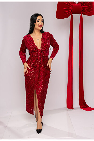 Pretty Elegant velvet dress with sequins and neckline
