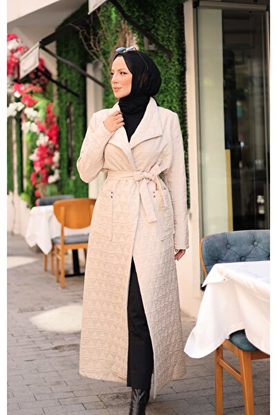 Buhara Jakarlı Şal Yaka Kapitone Mont