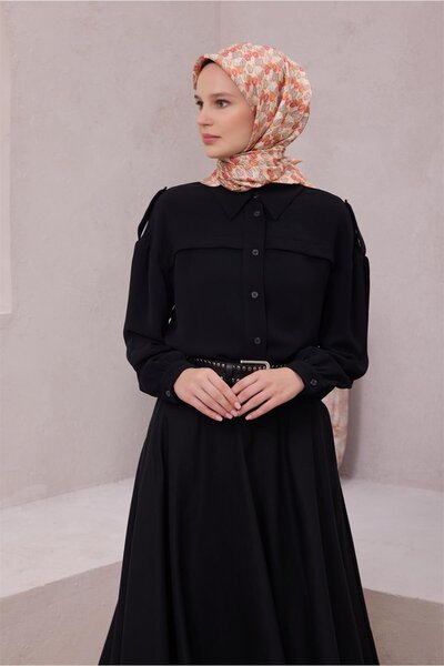 Belli وشاح حريري بنقشة زهور 4204D (تويل) بودرة - 87