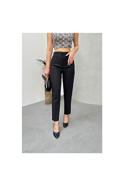 MY ARJA JEANS Kadın Yüksek Bel Pensli Dar Paça Kumaş Pantolon[BEL VE BASEN ÖL...