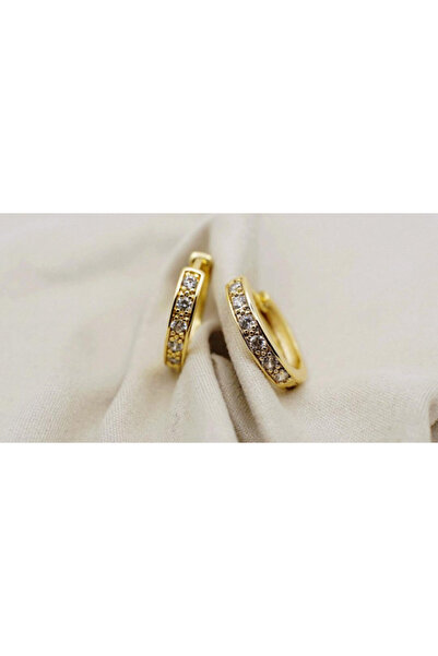 XUPING JEWELRY Round Earrings Plated with 18K Gold and Zirconia Stones