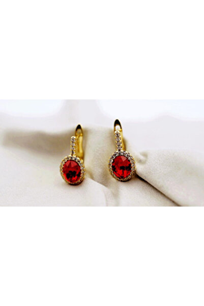 XUPING JEWELRY Cercei placați cu aur de 18k și pietre de zirconiu roșii