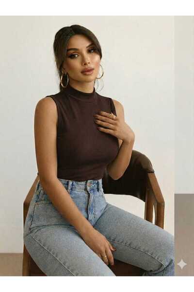 Enga Vera Γυναικείο ύφασμα Modal ελαστικό ύφασμα Αμάνικο μπλουζάκι με μισό λαιμό Μπλουζάκι με βασική εφαρμογή