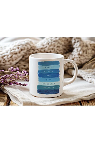 Beramussa كوب بتصميم إيجابي كهدية للحبيب والصديق - كوب فني أزرق مطبوع مل مستوحى