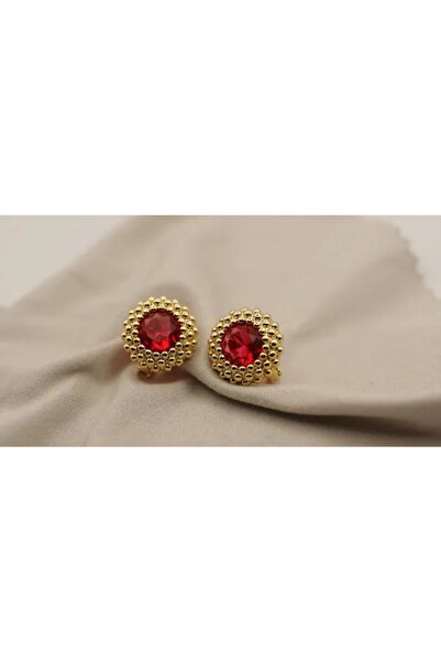 XUPING JEWELRY 18K Gold Plated Solitaire Earrings - Red Stone Type Ruby with ...