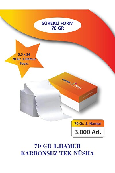 Yiğitler Matbaa ورق كمبيوتر 5.5 × 24 1 نوشة 3000 قطعة 70 جرام 1. الجودة