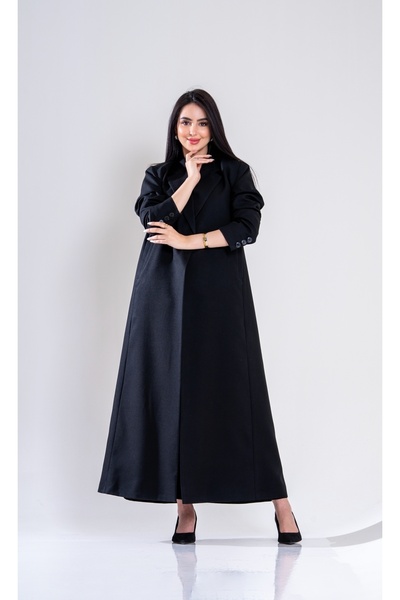 Al Afnan Boutique بليزر من قماش الكتان الاسود عالي الجوده بقصه مميزه وجذابه وياقات رسميه انيقه