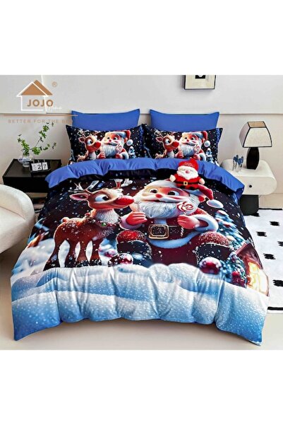 MHR Christmas Bed Linen Set, 5D Print, Double Bed, 6 Pieces