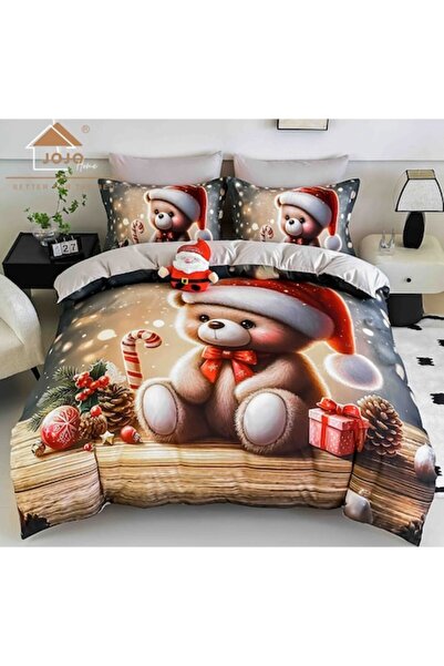 MHR Christmas Bed Linen Set, 5D Print, Double Bed, 6 Pieces