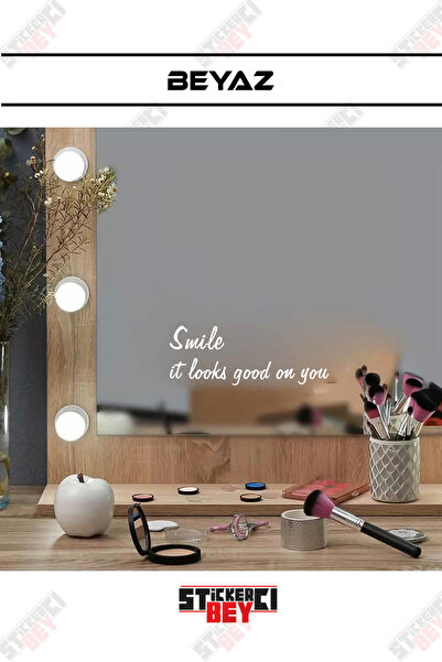 STİCKERCI BEY ملصق زجاجي تحفيزي بعبارة 'ابتسِ، تبدو جيدة' (قطع بالليزر)