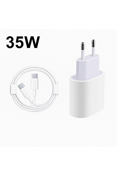 RONIC X Fast charge 35W charger compatible with iPhone 17/16/15/Pro/Pro Max/, Android, type C cable, white