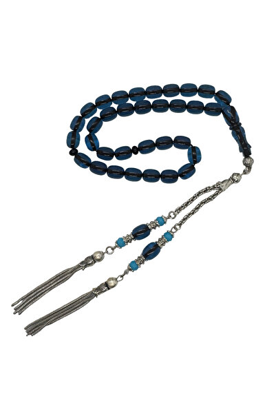EnazStore Special Design Tasseled Blue Fire Amber Prayer Beads