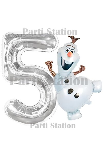 Parti Station Frozen Olaf Concept 5 Year Old Silver Foil Number Balloon Set