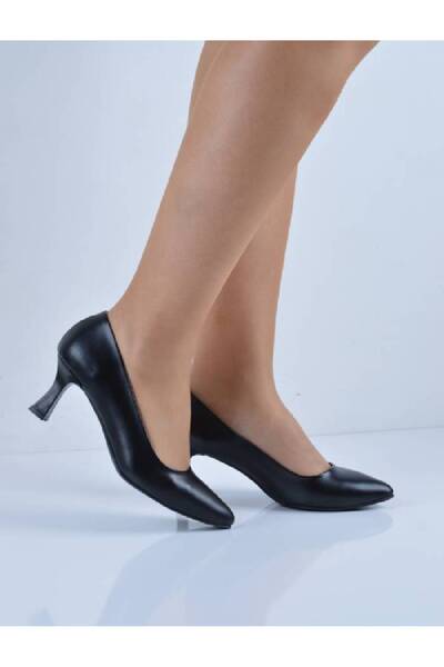 Şanslı Ayakkabıcılık Black Skin Champagne Heeled Shoes