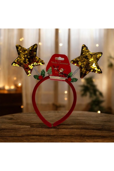 PARTİSERÜVENİ تاج رأس نسائي ذهبي مزين بالترتر لعيد الميلاد