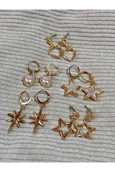 bijoux uniques 5 Pieces of Women's Earrings with Star & Heart Shapes