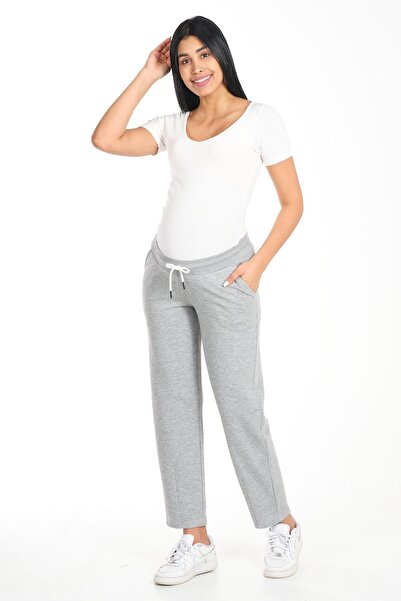 BUSA Three-Thread Sweatpants with Lower Abdomen Support and Leg Cuffs Gray