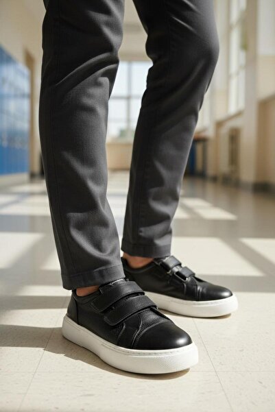 Tuğba Ortopedi 837 Orthopedic 100% Genuine Black Young Children's Strapped School Shoes