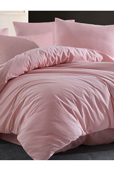 NazeninHome طقم غطاء لحاف فردي من القطن بنسبة 100% من Gofre، لون بودرة