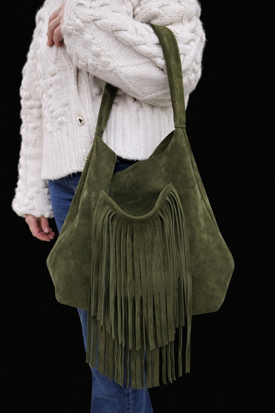 Afra Women's Tassel Suede Leather Kitten Bag Shoulder Bag