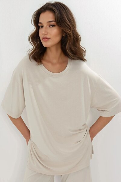 Hiccup Busem Slit Detailed Crew Neck Short Sleeve T-Shirt