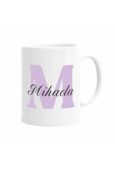 AFFIX THE DIFFERENT PERSPECTIVE Personalized mug with first name, white with white interior and handle, 350ml, Women's First Name Collection, Mihaela