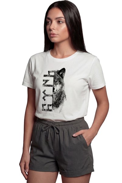 Color Luxe ''Göktürkçe Turkish'' Written and Bozkurt Figured Printed 100% Cotton Relaxed Fit Premium Women's T-Shirt