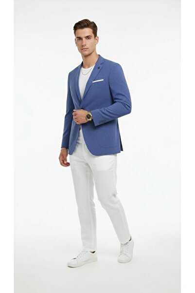 Plus Scorpion Чоловічий піджак Slim Fit з одним ґудзиком, двома розрізами, кишенями-мішками та напівпідкладкою