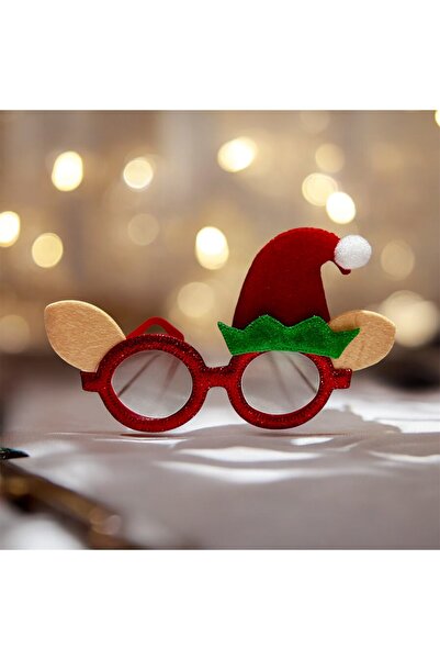 PARTİSERÜVENİ نظارات رأس السنة الجديدة على شكل قبعة سانتا كلوز باللون الأحمر