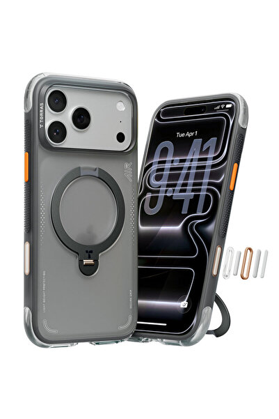 TORRAS Carcasă Ostand Spin Air Series pentru iPhone 17 Pro, Neagră