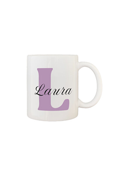 AFFIX THE DIFFERENT PERSPECTIVE Personalized mug with first name, white with white interior and handle, 350ml, Women's First Name Collection, Laura