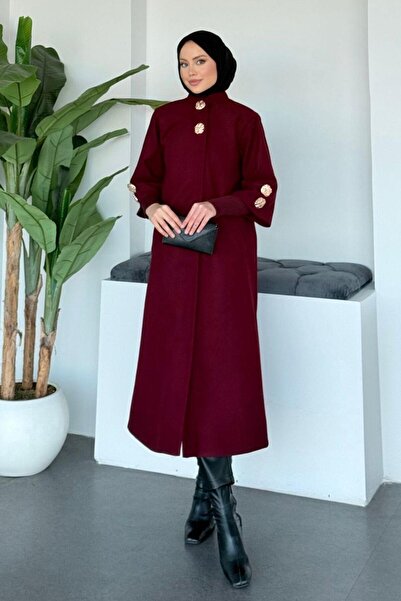 Şulemoda Giyim Bergama Cashmere Coat Burgundy