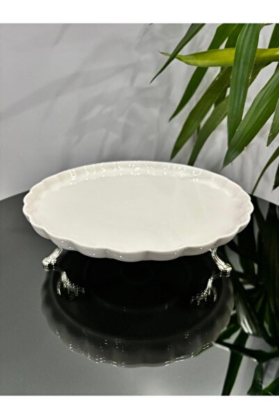 PARILTI HOME COLLECTİON أواني مائدة من البورسلين، وأطباق تقديم وتقديم مع قواعد معدنية