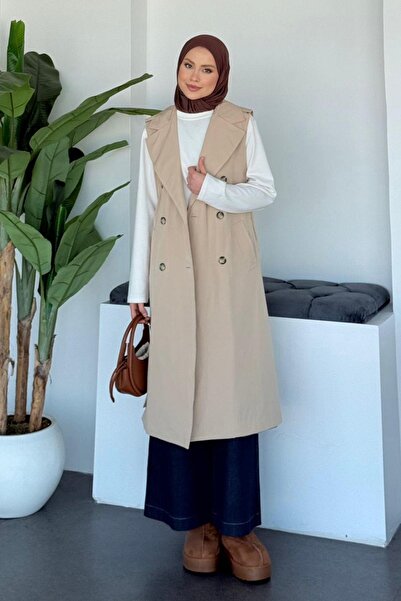 Hazamoda Cardigan Vest Beige