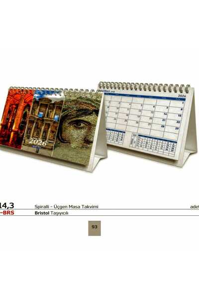 Gıpta 2026 Üçgen Masa Takvimi 19X14 Spiralli 19143-BRS