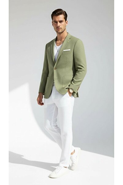 Plus Scorpion Erkek Slim Fit Blazer Ceket Tek Düğmeli Çift Yırtmaçlı Torba Cepli Yarım Astarlı