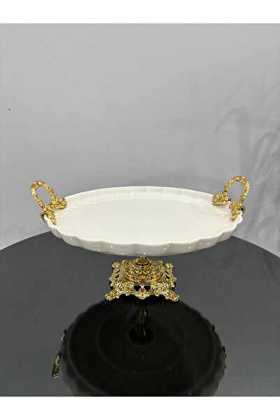 PARILTI HOME COLLECTİON أواني مائدة من البورسلين، وأطباق تقديم وتقديم مع قواعد معدنية