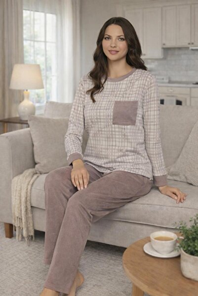 GAMDELLE MODA Women's Mink Long Sleeve Double Pajama Set