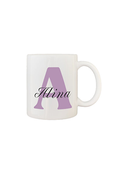 AFFIX THE DIFFERENT PERSPECTIVE Personalized mug with first name, white with white interior and handle, 350ml, Women's First Name Collection, Alina