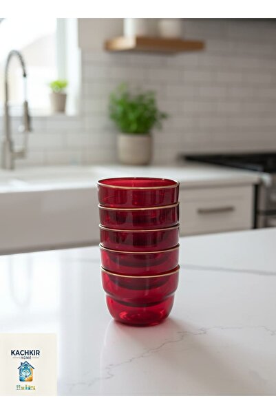 KACHKIRHOME Kase Çerezlik Tabak Sunum Mutfak Kirmizi 6li set