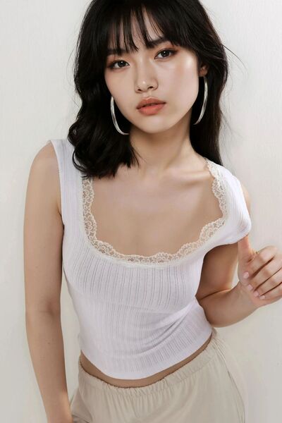 Hiccup Busem Lace Detail U-Neck Tank Top