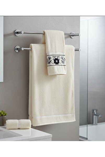 Buğra Home 1 Adet Nakışlı Çiçek Desenli El&Yüz Havlusu-%100 Pamuk-50 x 90 CM-